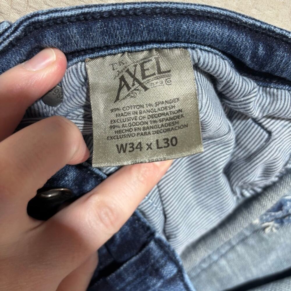 TK Axel Jeans Mens Size 34x30 Blue Slim Boot Denim Cowboy Western Ranch Workwear - Picture 8 of 9